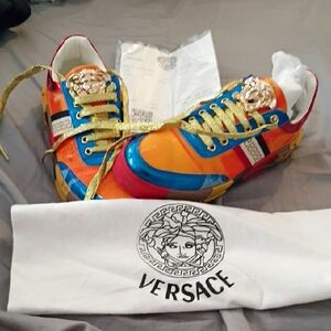 Versace Vibrant Sneakers with Gold Details